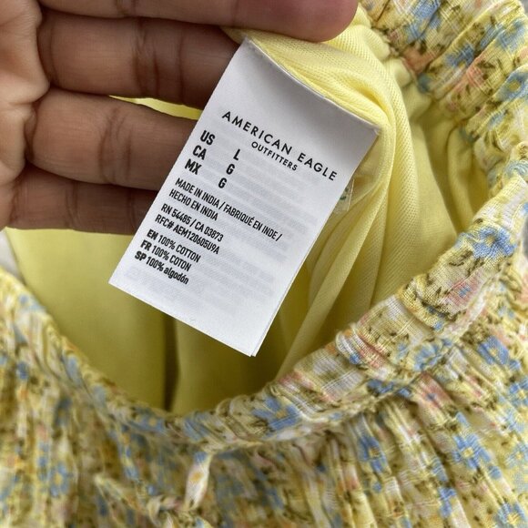 American Eagle Shorts Womens Large Flowy Elastic Waist‎ Yellow Floral NEW - Picture 8 of 13